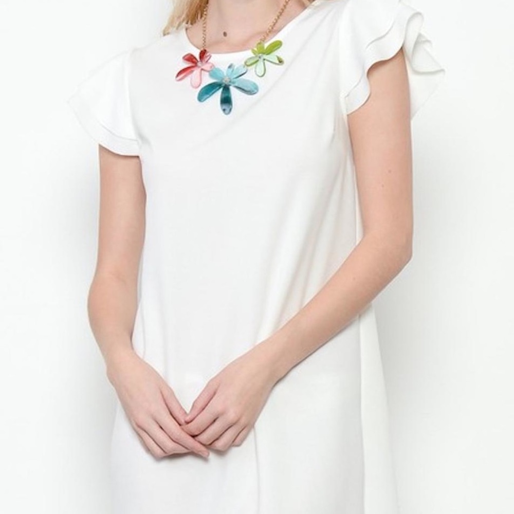 Ruffle Sleeve Shift Dress